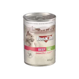 Bonacibo Adult Cat Food Beef Chunks in Jelly 400g