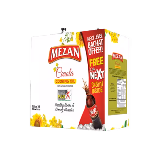 Mezan Canola Cooking Oil 1L Carton (Pouch x 5) (Free Cola Next 345ml)-img